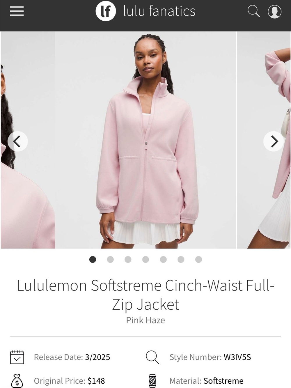 lululemon athletica light pink full-zip bomber jacket